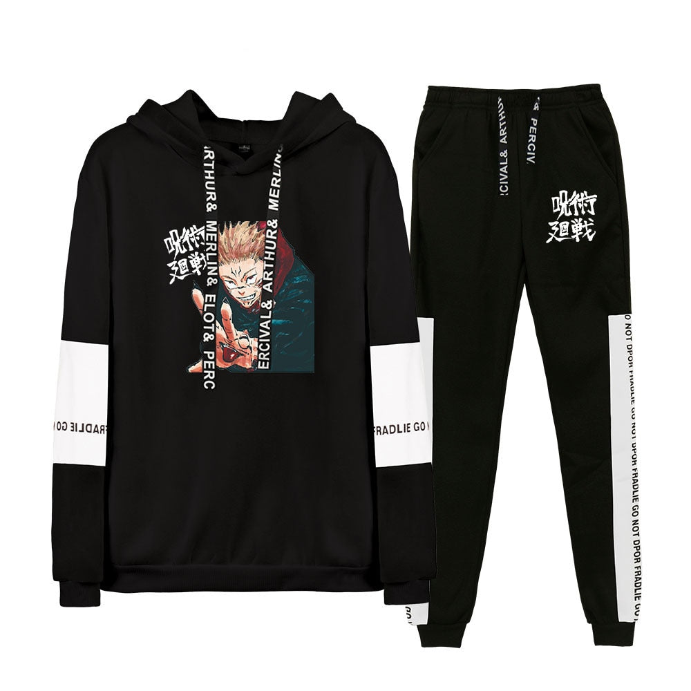 jujutsu kaisen Hoodie Unisex Tracksuit Two Piece Set Long Sleeve Women Men's Hoodies+Sweatpants New Japanese Anime Clothes