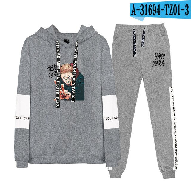 jujutsu kaisen Hoodie Unisex Tracksuit Two Piece Set Long Sleeve Women Men's Hoodies+Sweatpants New Japanese Anime Clothes